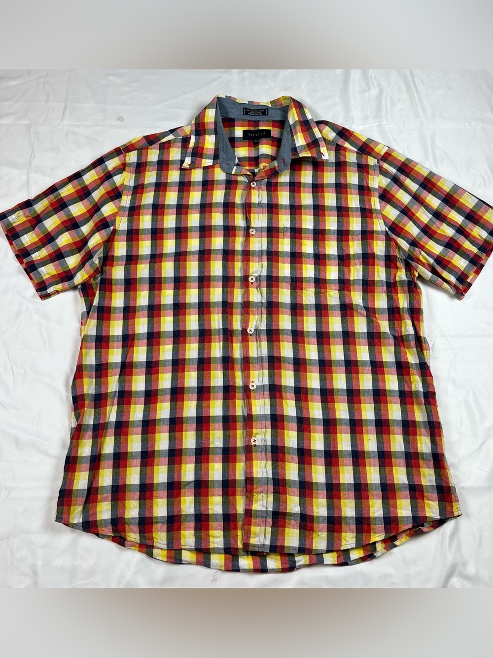 Viyella Shirt Mens Multicolor Plaid Button Front Short Sleeve XL
